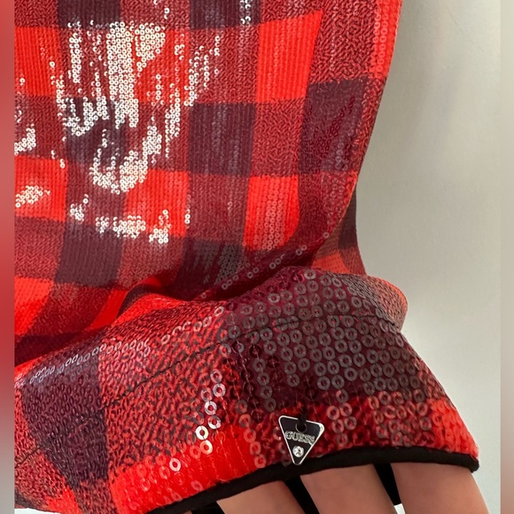 Guess NWT red black gingham dress - Picture 4 of 10